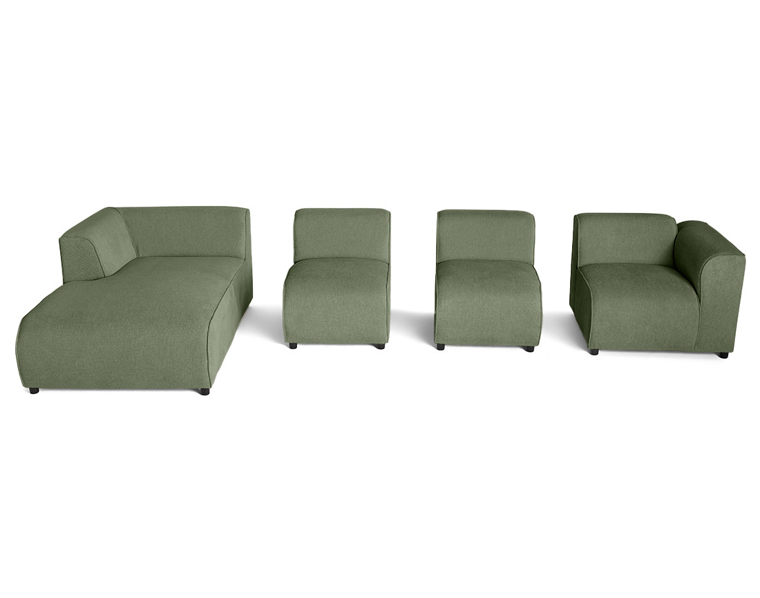 Canapé modulable d'angle gauche 5 places en tissu texturé Suaro