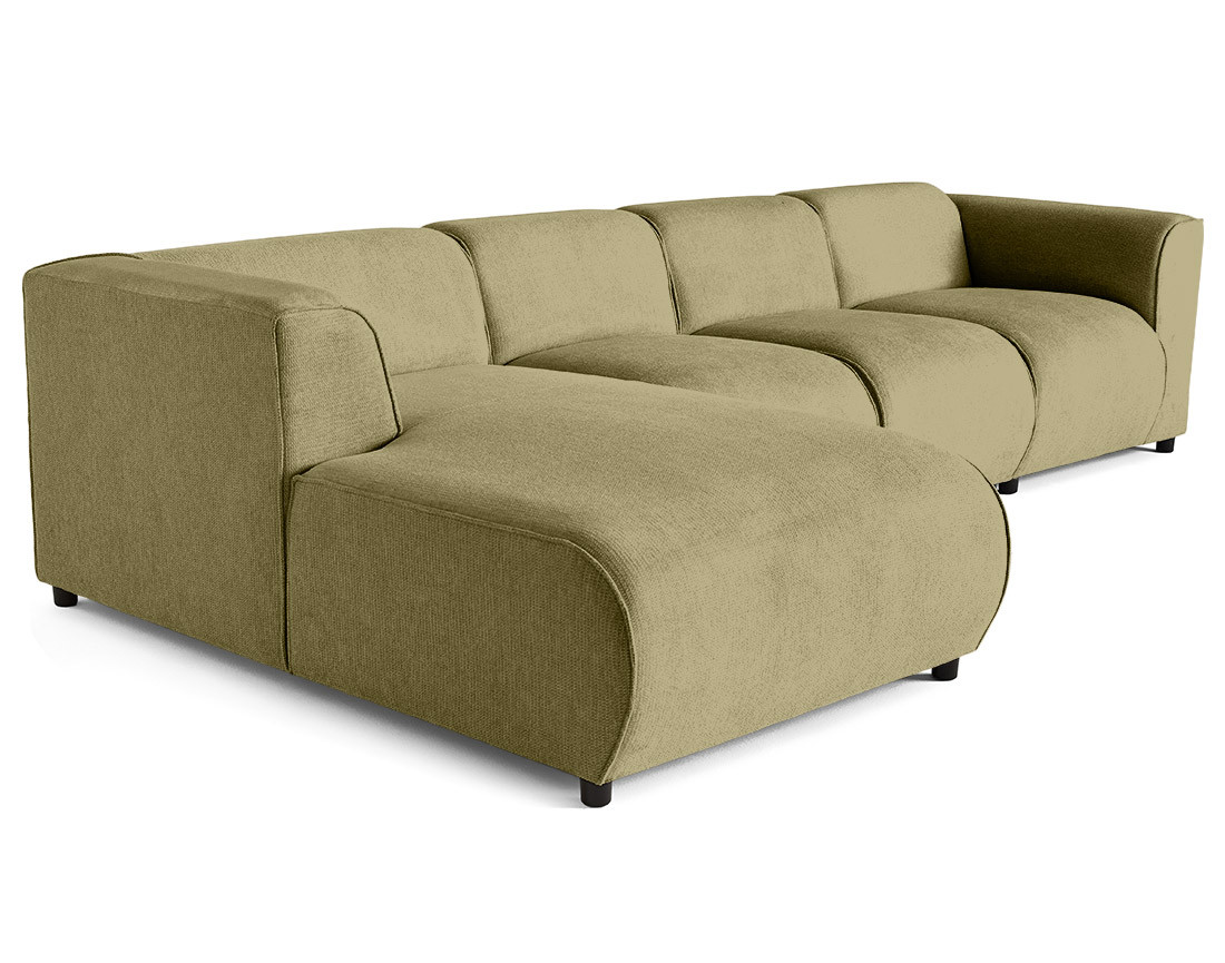 Canapé modulable d'angle gauche 5 places en tissu texturé Suaro