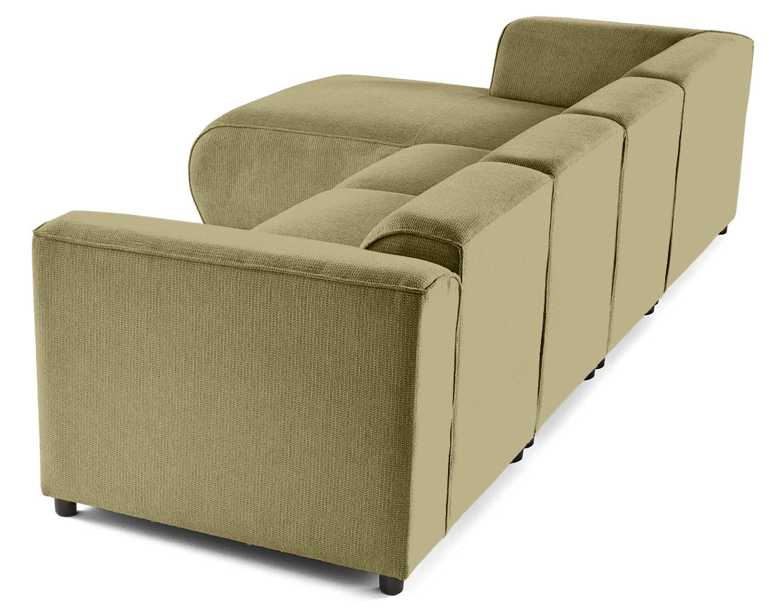 Canapé modulable d'angle gauche 5 places en tissu texturé Suaro