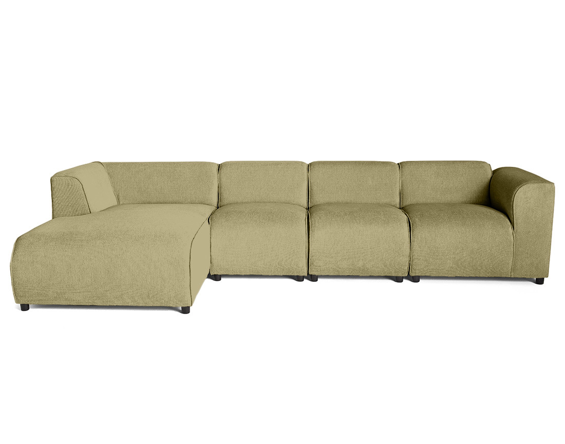 Canapé modulable d'angle gauche 5 places en tissu texturé Suaro