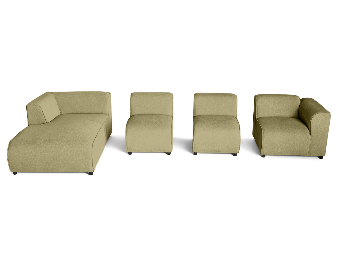 Canapé modulable d'angle gauche 5 places en tissu texturé Suaro