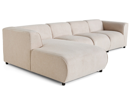 Canapé modulable d'angle gauche 5 places en tissu texturé Suaro