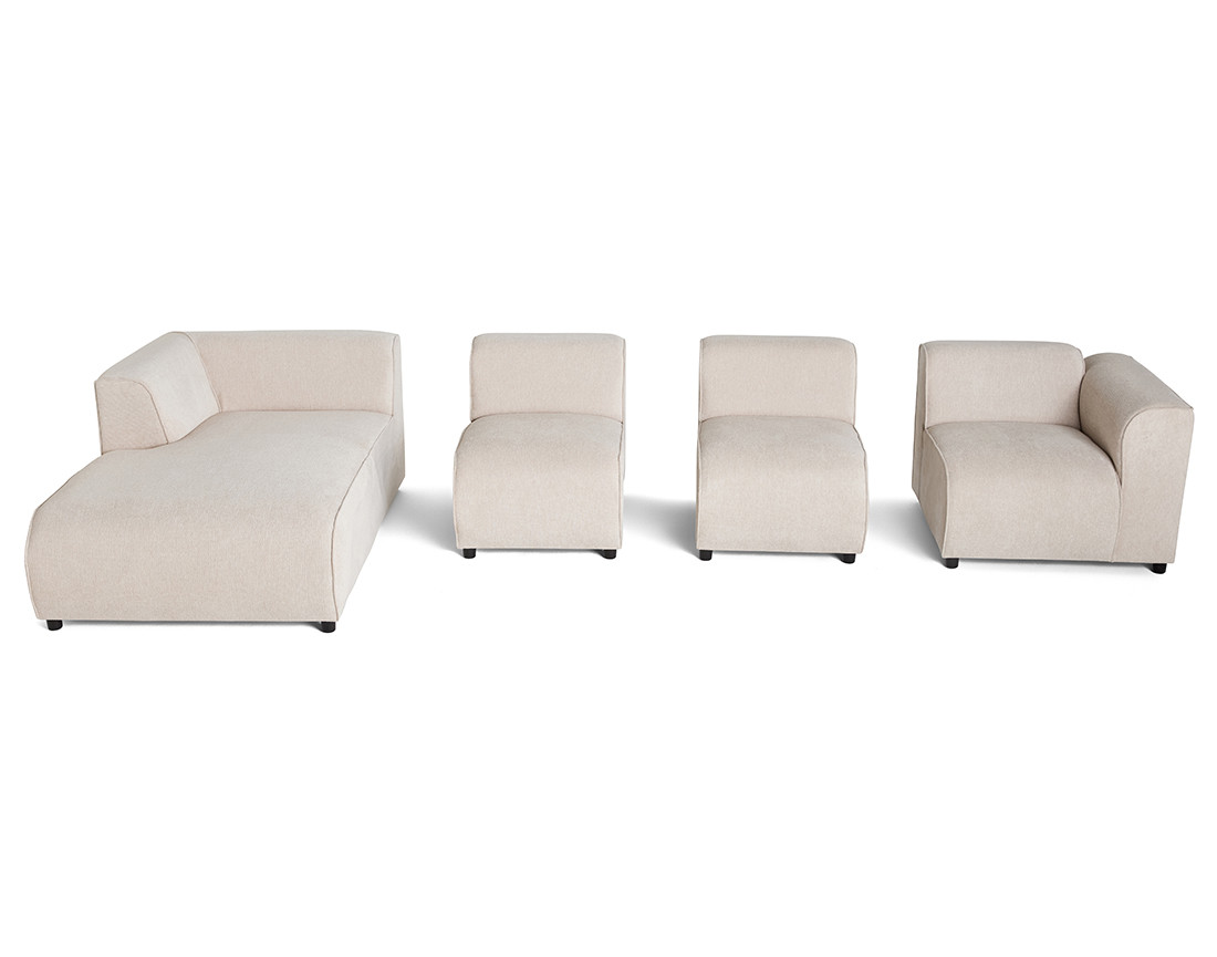 Canapé modulable d'angle gauche 5 places en tissu texturé Suaro