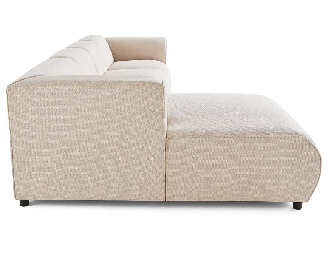 Canapé modulable d'angle gauche 5 places en tissu texturé Suaro
