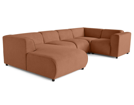 Canapé modulable panoramique d'angle droit 7 places en tissu texturé Suaro