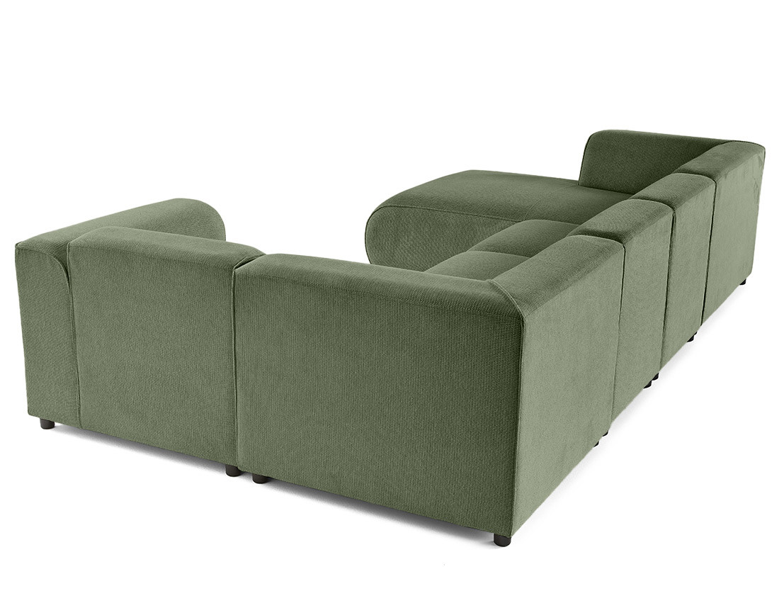 Canapé modulable panoramique d'angle droit 7 places en tissu texturé Suaro