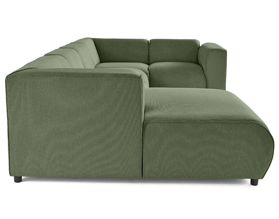 Canapé modulable panoramique d'angle droit 7 places en tissu texturé Suaro