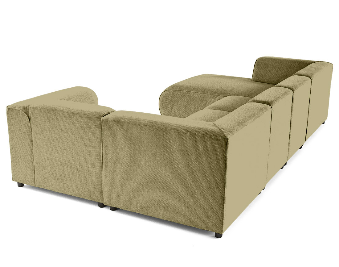 Canapé modulable panoramique d'angle droit 7 places en tissu texturé Suaro