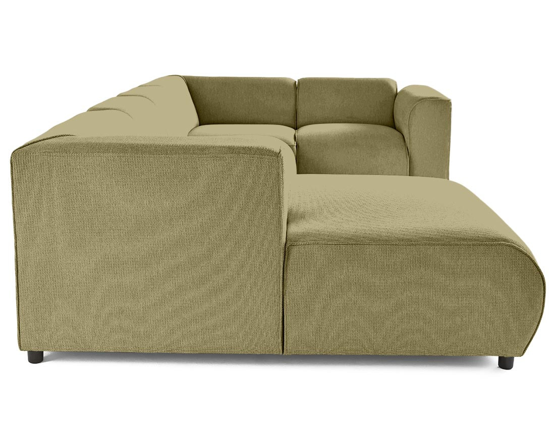 Canapé modulable panoramique d'angle droit 7 places en tissu texturé Suaro