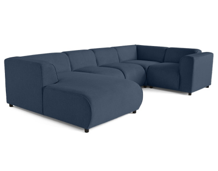 Canapé modulable panoramique d'angle droit 7 places en tissu texturé Suaro