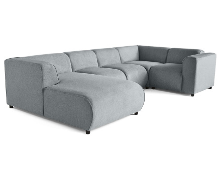 Canapé modulable panoramique d'angle droit 7 places en tissu texturé Suaro