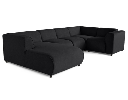 Canapé modulable panoramique d'angle droit 7 places en tissu texturé Suaro