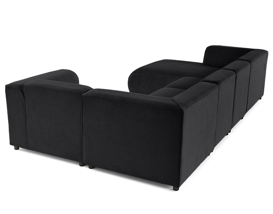 Canapé modulable panoramique d'angle droit 7 places en tissu texturé Suaro