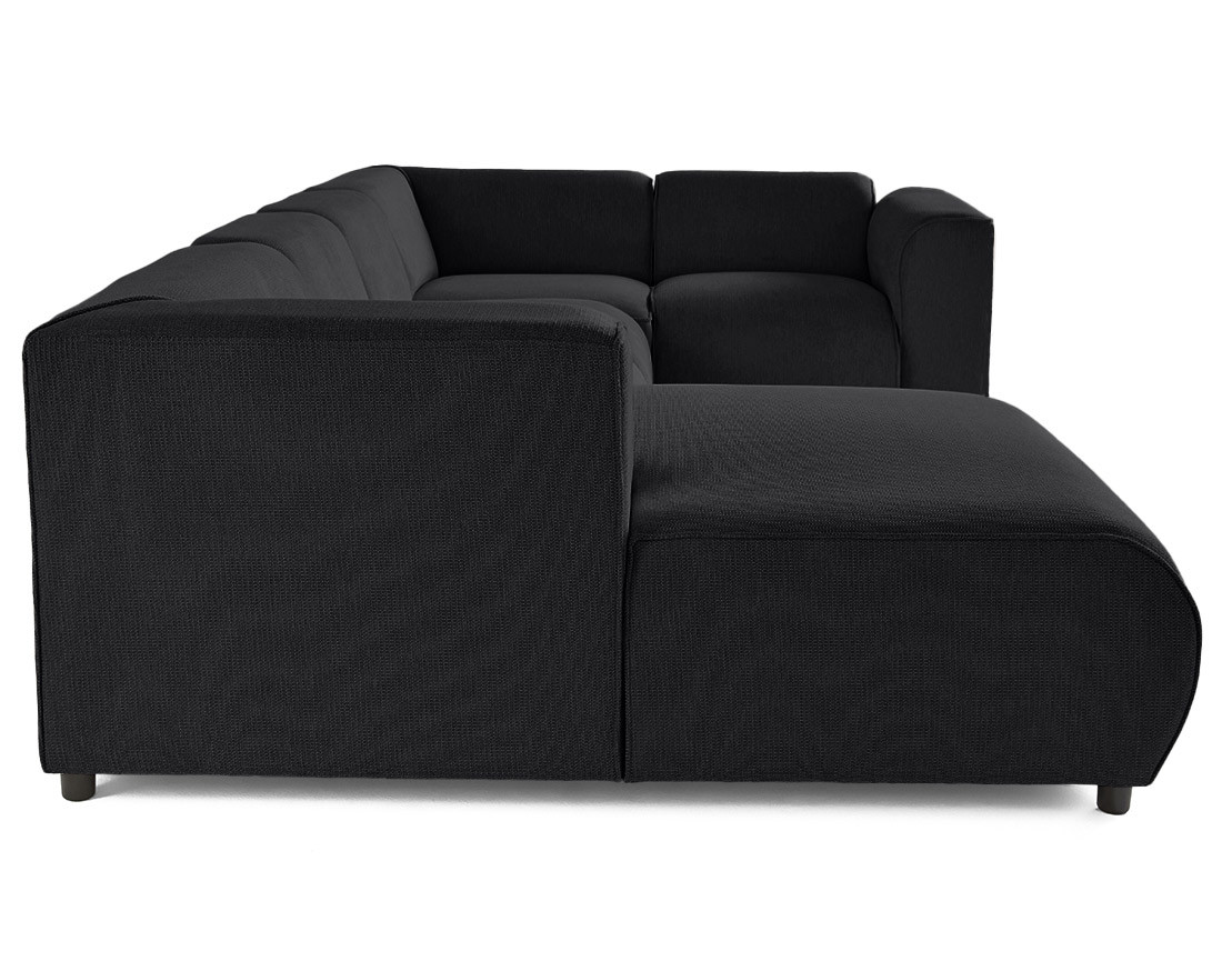 Canapé modulable panoramique d'angle droit 7 places en tissu texturé Suaro
