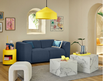 Module d'assise d'angle droit en tissu texturé Suaro