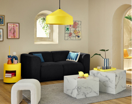 Module d'assise d'angle droit en tissu texturé Suaro