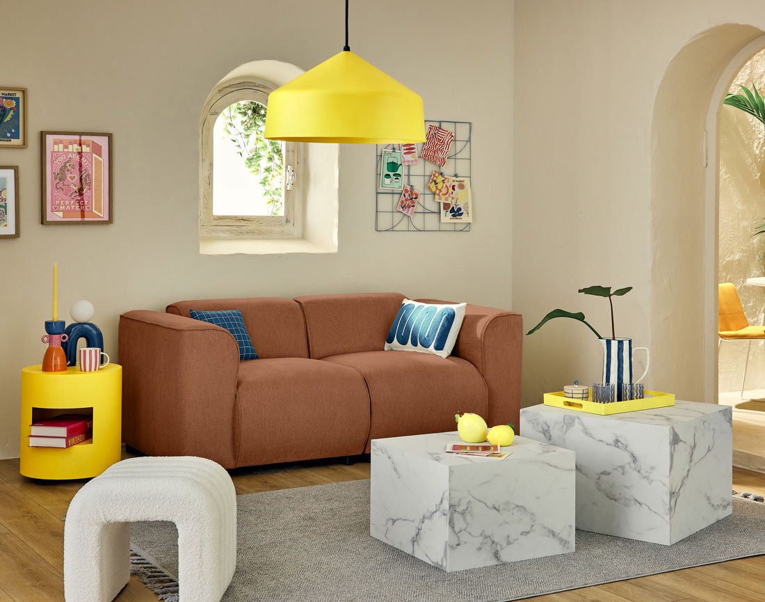 Module d'assise d'angle droit en tissu texturé Suaro