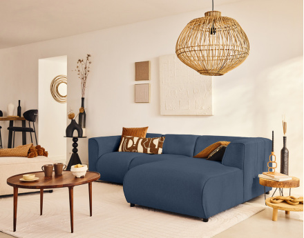 Module d'assise méridienne droit en tissu texturé Suaro