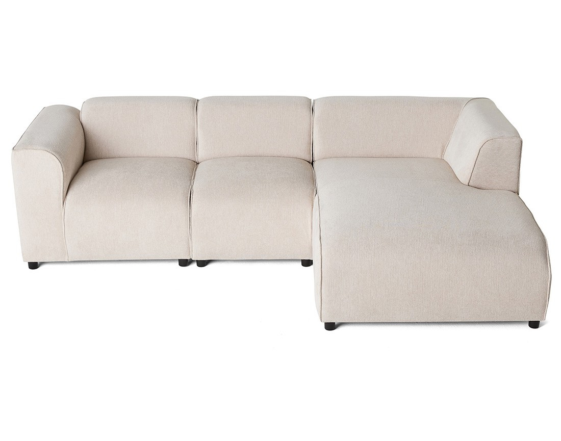 Canapé modulable d'angle droit 4 places en tissu texturé Suaro