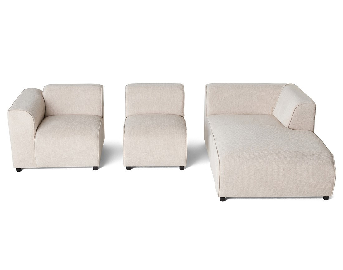 Canapé modulable d'angle droit 4 places en tissu texturé Suaro