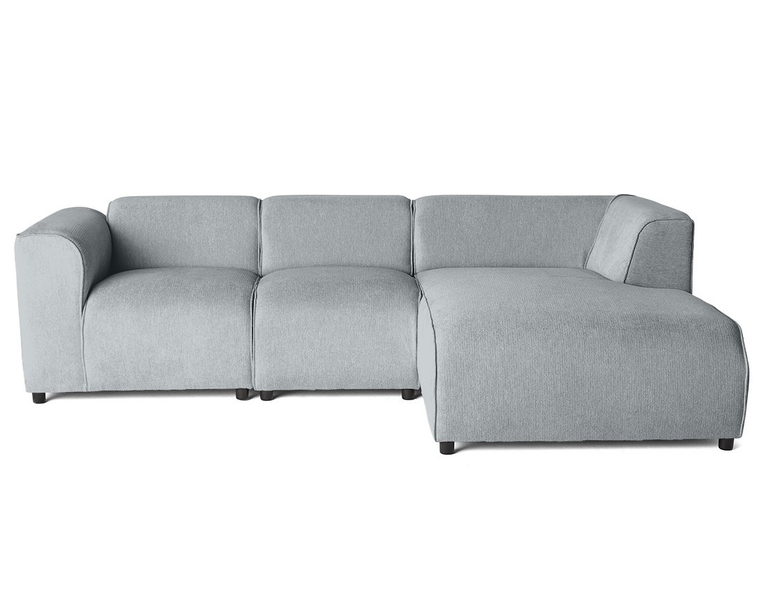 Canapé modulable d'angle droit 4 places en tissu texturé Suaro