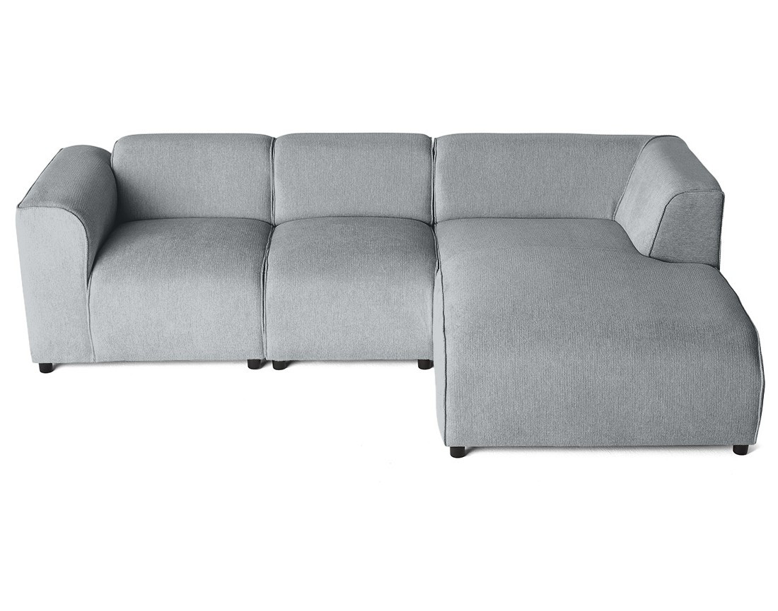 Canapé modulable d'angle droit 4 places en tissu texturé Suaro