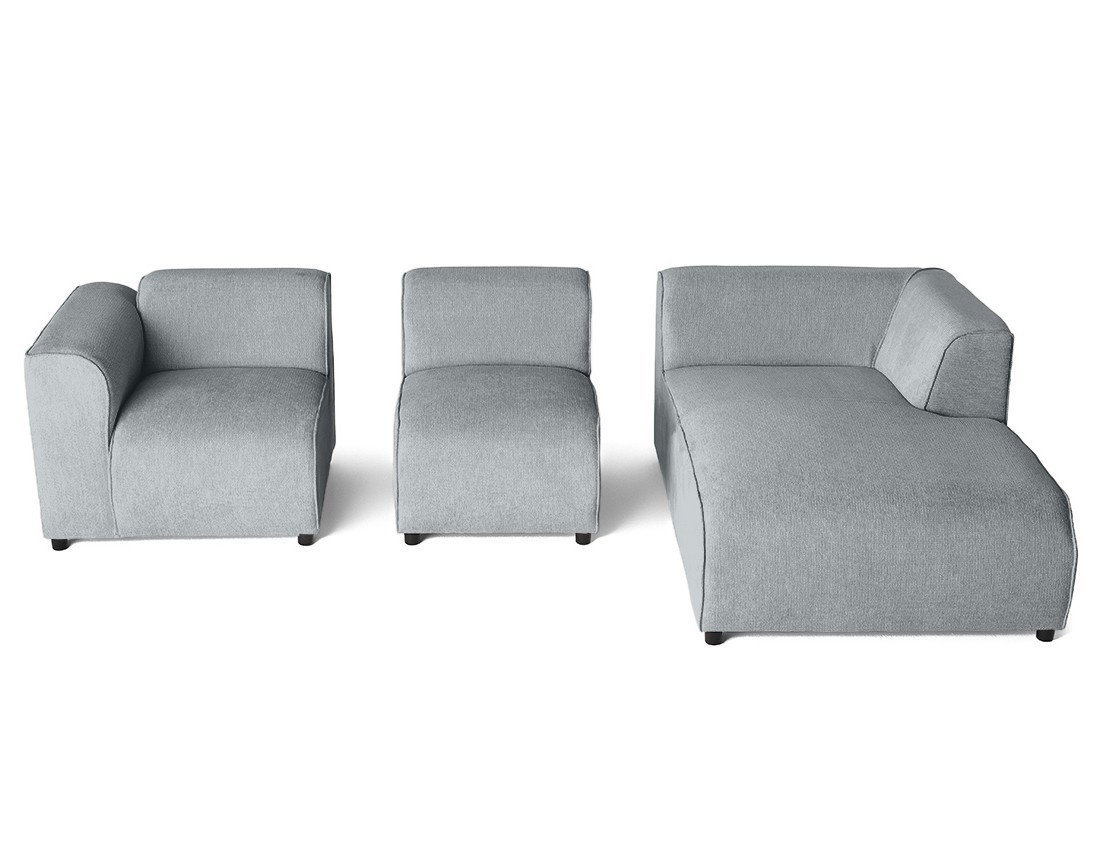 Canapé modulable d'angle droit 4 places en tissu texturé Suaro