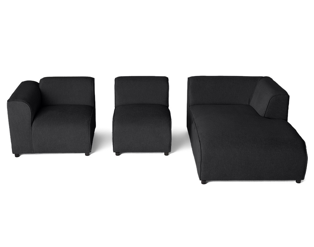 Canapé modulable d'angle droit 4 places en tissu texturé Suaro