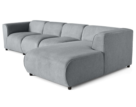 Canapé modulable d'angle droit 5 places en tissu texturé Suaro