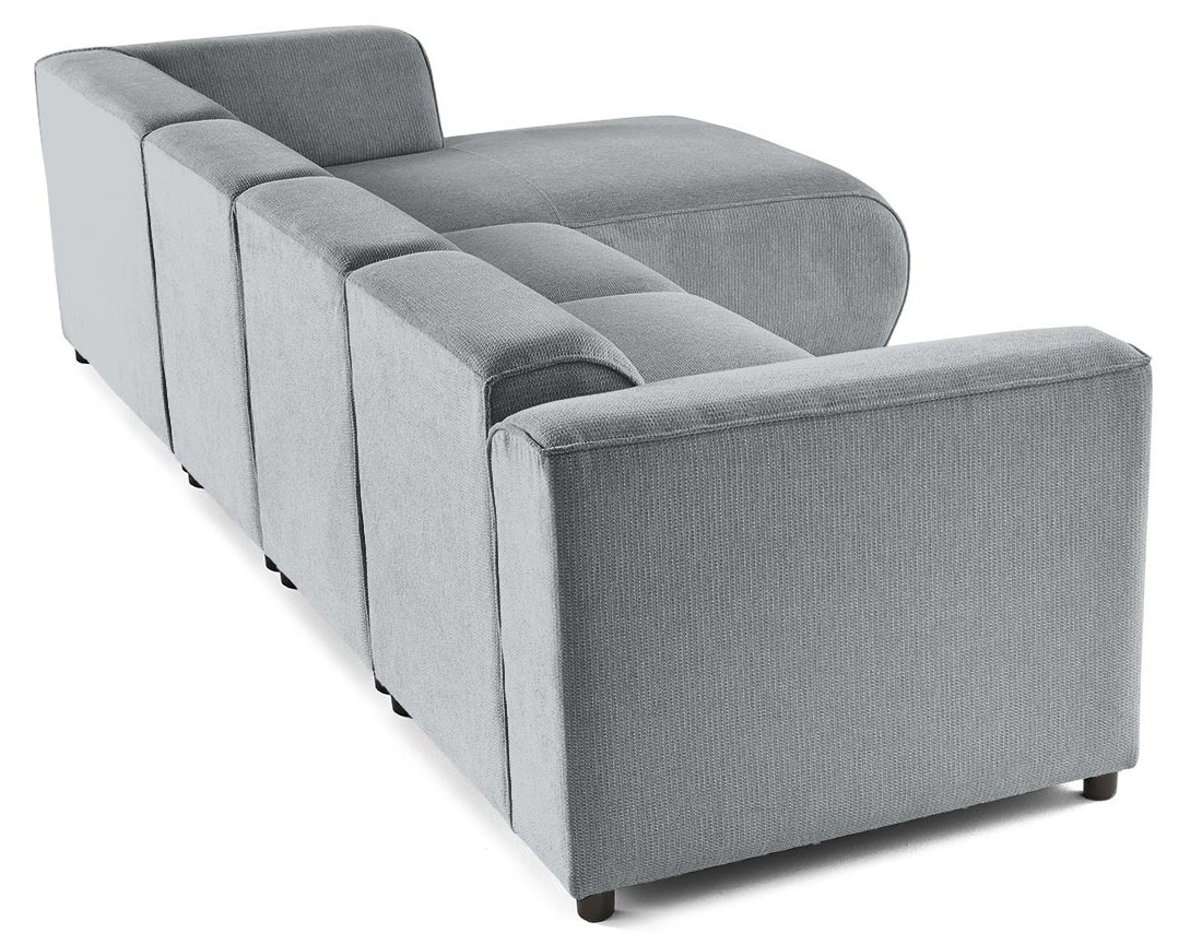 Canapé modulable d'angle droit 5 places en tissu texturé Suaro