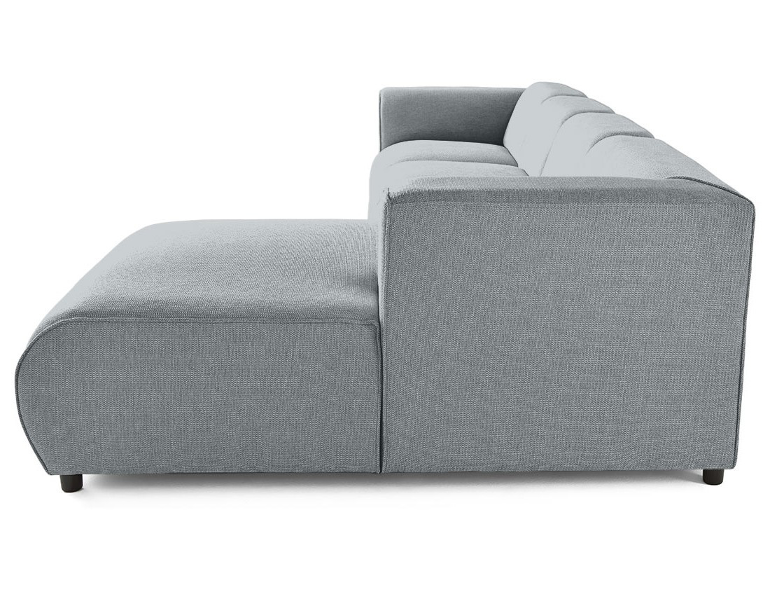 Canapé modulable d'angle droit 5 places en tissu texturé Suaro