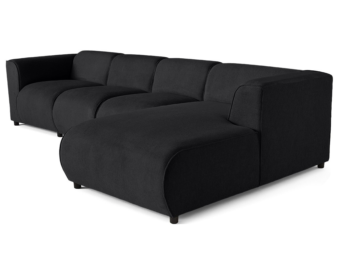 Canapé modulable d'angle droit 5 places en tissu texturé Suaro
