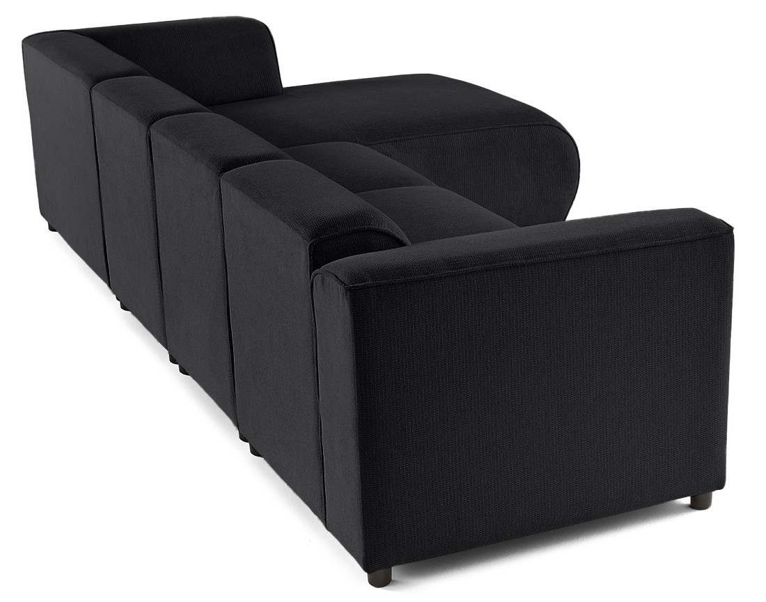 Canapé modulable d'angle droit 5 places en tissu texturé Suaro