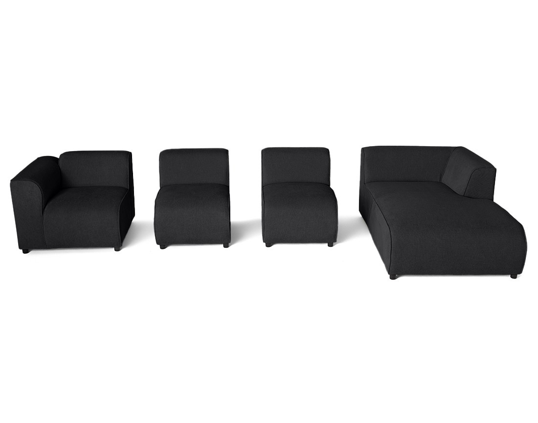 Canapé modulable d'angle droit 5 places en tissu texturé Suaro