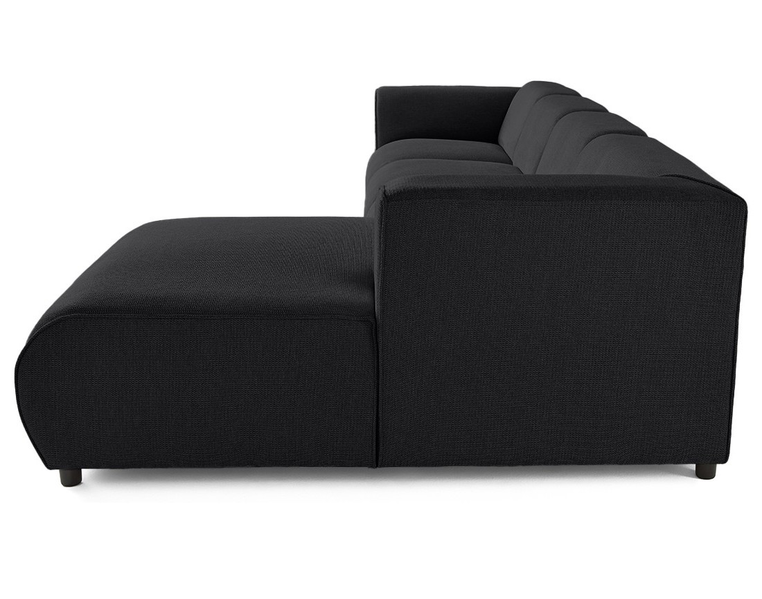 Canapé modulable d'angle droit 5 places en tissu texturé Suaro