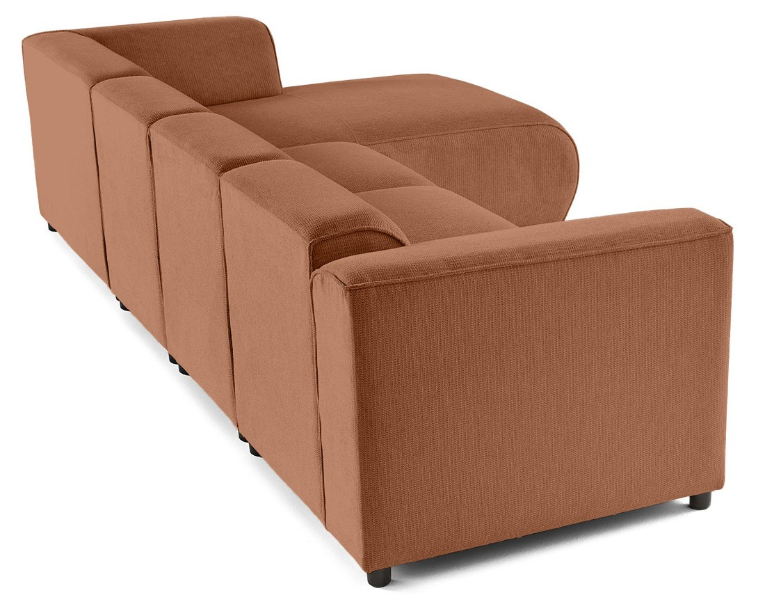 Canapé modulable d'angle droit 5 places en tissu texturé Suaro