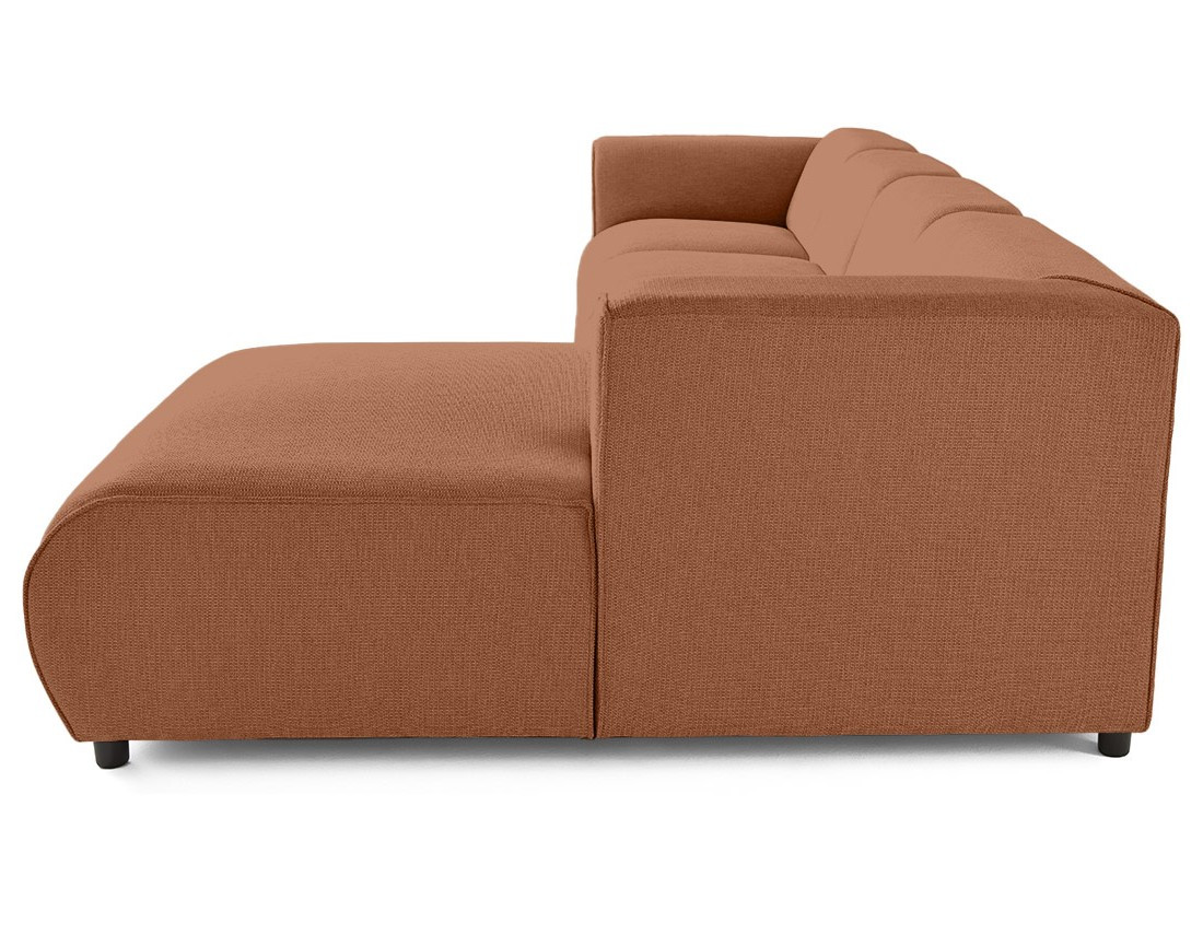 Canapé modulable d'angle droit 5 places en tissu texturé Suaro