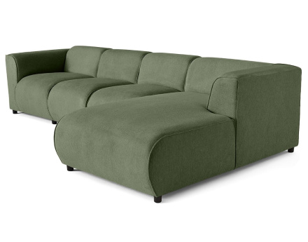 Canapé modulable d'angle droit 5 places en tissu texturé Suaro