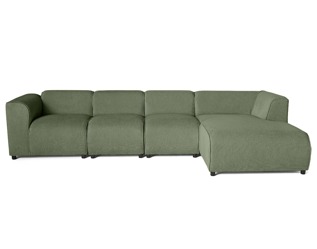 Canapé modulable d'angle droit 5 places en tissu texturé Suaro