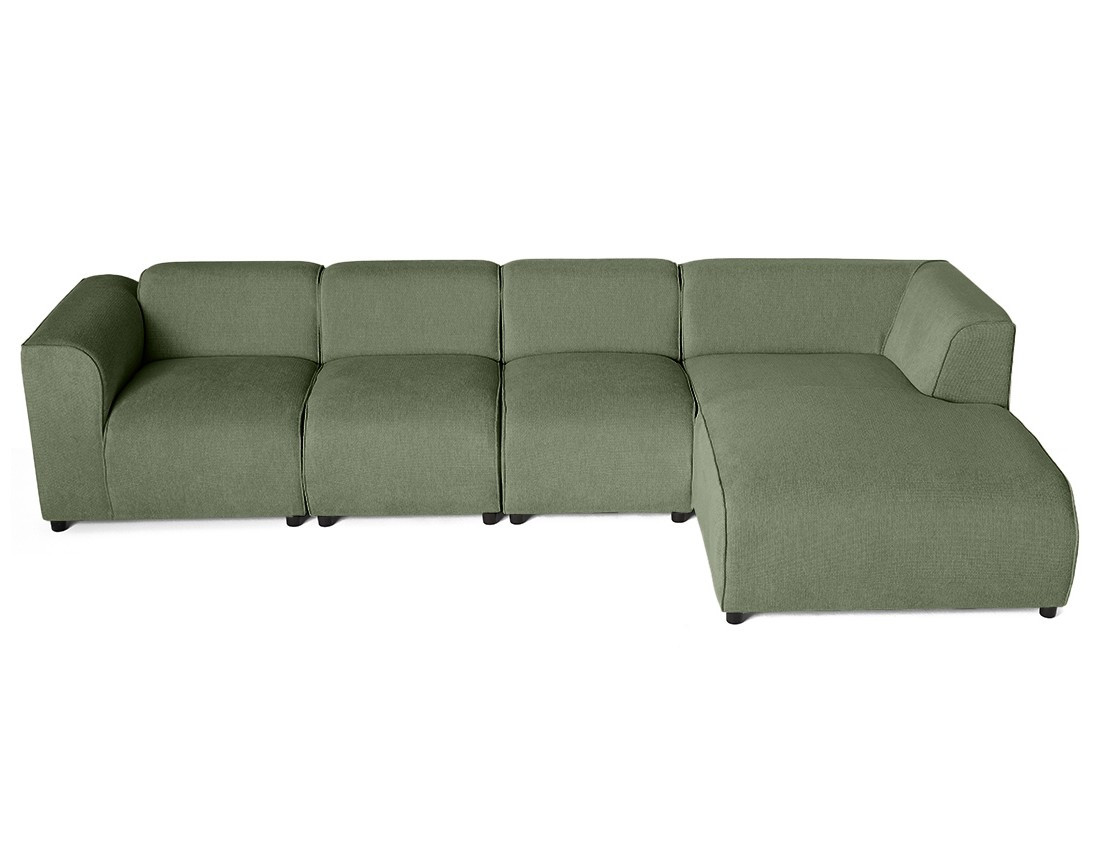 Canapé modulable d'angle droit 5 places en tissu texturé Suaro