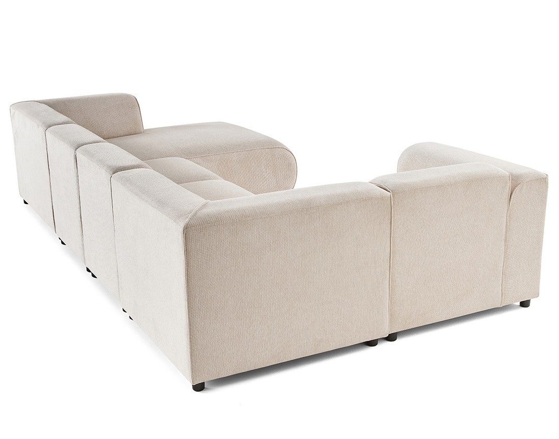 Canapé modulable panoramique d'angle gauche 7 places en tissu texturé Suaro