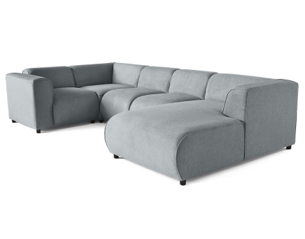 Canapé modulable panoramique d'angle gauche 7 places en tissu texturé Suaro