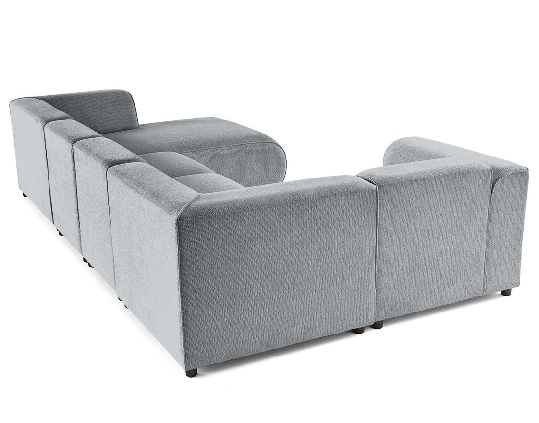 Canapé modulable panoramique d'angle gauche 7 places en tissu texturé Suaro