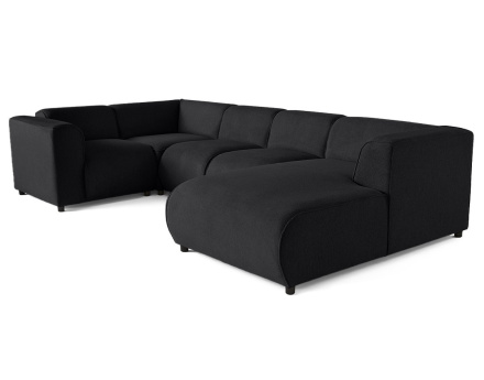 Canapé modulable panoramique d'angle gauche 7 places en tissu texturé Suaro