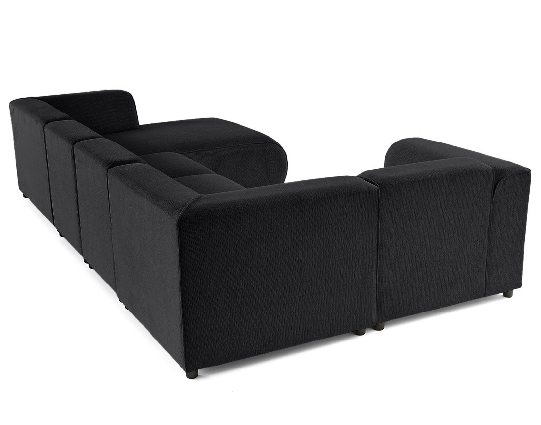 Canapé modulable panoramique d'angle gauche 7 places en tissu texturé Suaro