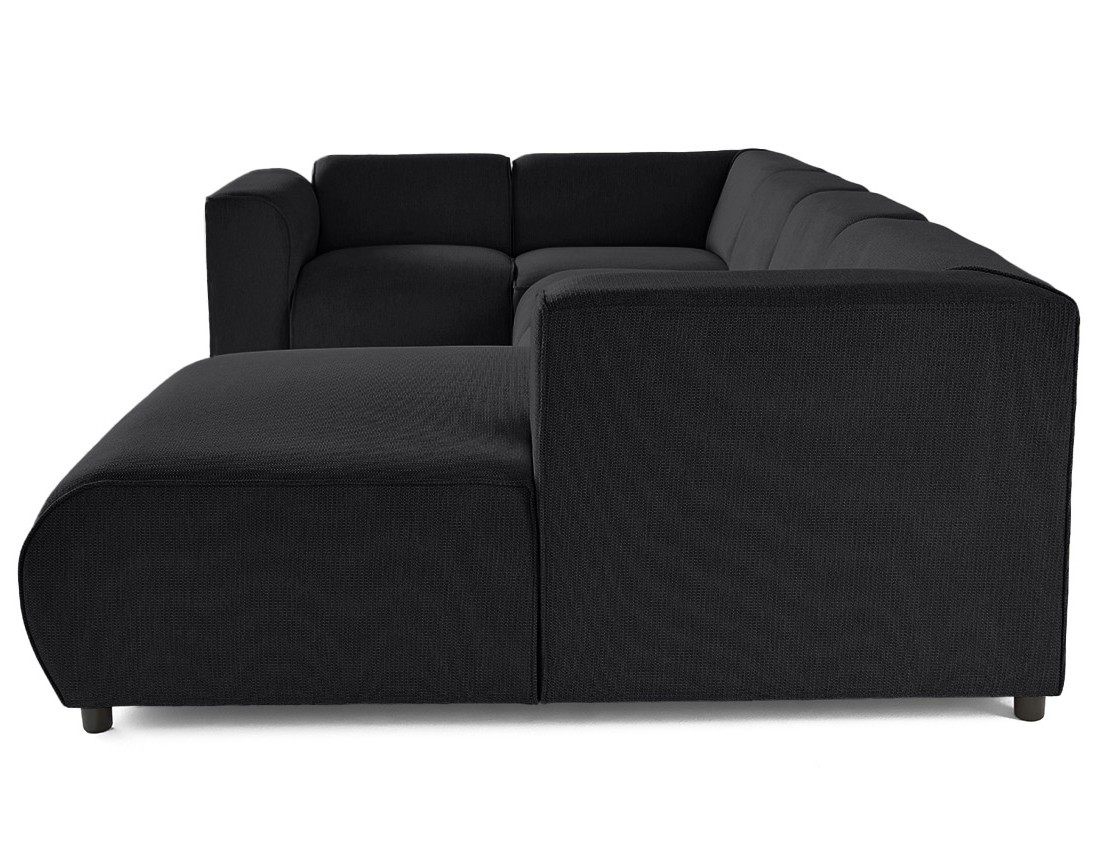 Canapé modulable panoramique d'angle gauche 7 places en tissu texturé Suaro