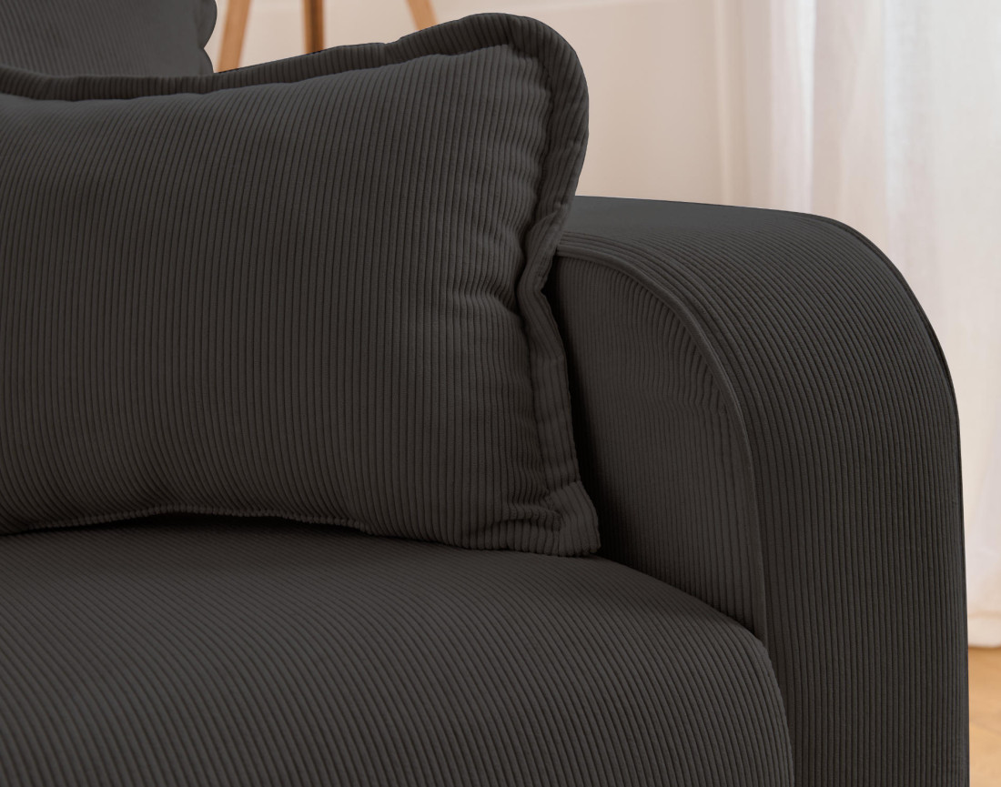 Canapé d'angle gauche 4 places en velours côtelé