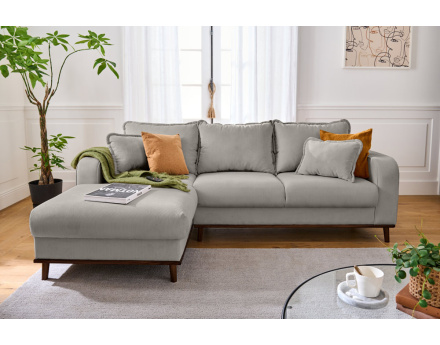 Canapé d'angle gauche 4 places en velours côtelé