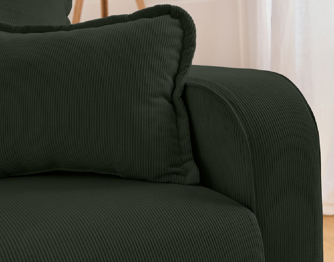 Canapé d'angle gauche 4 places en velours côtelé