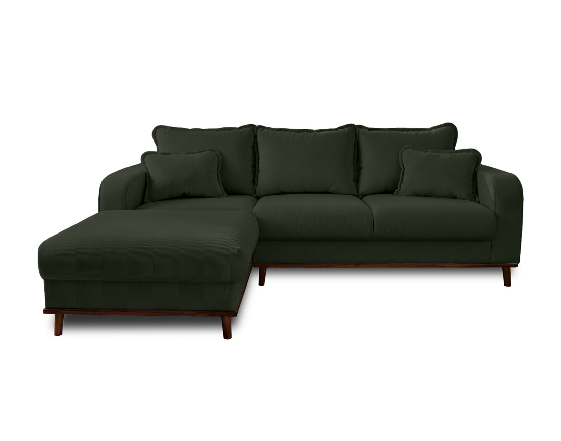 Canapé d'angle gauche 4 places en velours côtelé